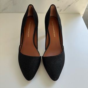 REBECCA MINKOFF Brie D'Orsay Black Stingray Print Pumps Size 6 1/2M